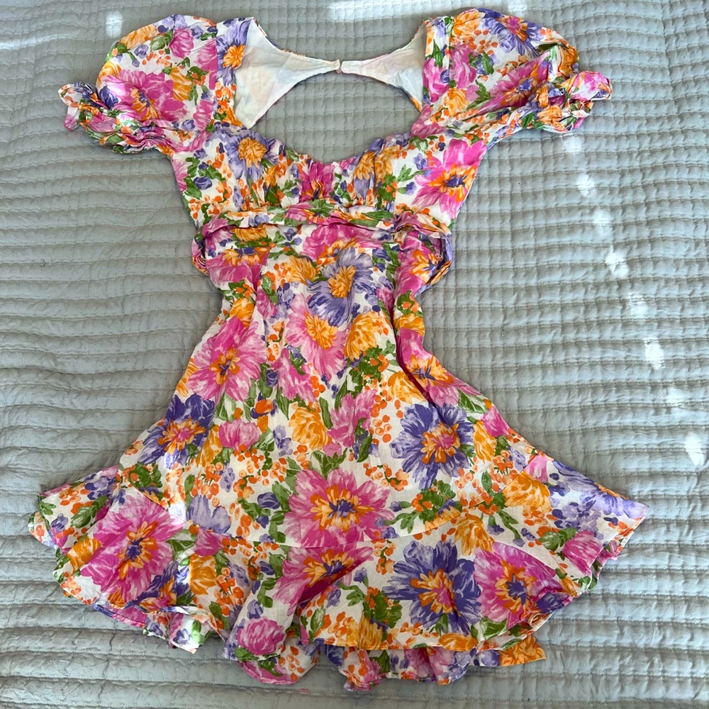 Hello Molly Floral Mini Dress in White, Pink, Purple, Orange, Green